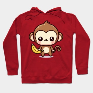 cute baby monkey carrying a banana Hoodie